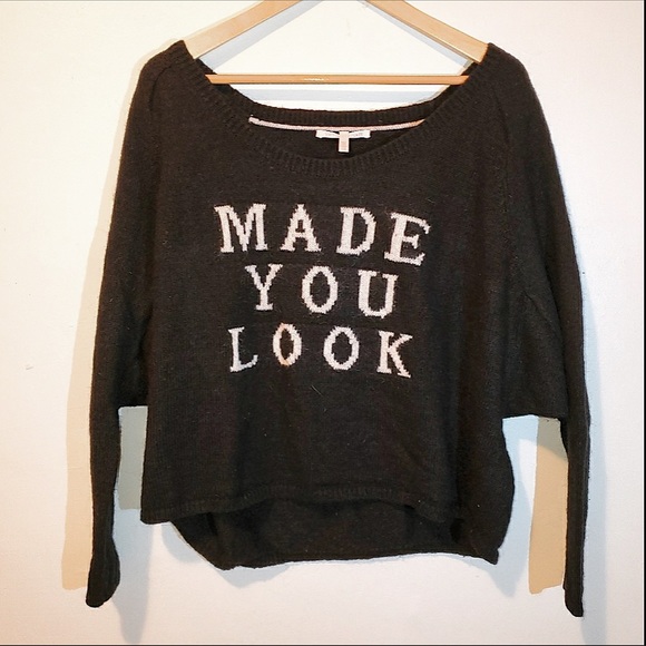 Victoria's Secret Black Made You Look Cropped Knit Sweater | Size L - Picture 2 of 10